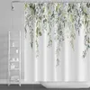 Shower Curtains Green Eucalyptus Watercolor Leaves Plant Floral Pattern Durable Waterproof Bathroom Decoration With Hooks 221118