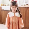 Mädchenkleider BEBEZOO Mädchen Herbstkleid Puffärmel Peter Pan Kragen Plaid Niedlich Für 3 8 Jahre Kinder Mädchen Kleidung 221118