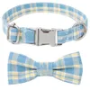 Dog Collars Small Fresh Plaid Pets Bows Tie Decoration Pretty Cute Removable Bow Pet Supplies Metal Insert Buckle Dogs Collar