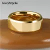 Bandringen 6/8 mm Hoge kwaliteit Goud Kleur Bruiloft Mannen Vrouwen Wolfraamcarbide Engagement Afgeschuinde randen Plat polijsten Comfort Fit 221119