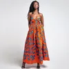Vestidos casuais vestidos maxi de vestido maxi elegantes Africanos florais m￺ltiplas tiras de fenda alta moda de moda de moda v￩spera femme band vestidos 221119