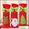 Dekoracje świąteczne Dekoracje świąteczne Bownot Butelka do wina Er Cartoon Santa Raindeer Christams Tree Case Dstring Bag For Home D Dh9vy