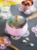 Tappetini Tappetini Kawaii Stile giapponese Sakura Sottobicchiere per tazza di caffè Fiore di ciliegio Tappetino per isolamento termico per tazza di tè e latte Decorazioni per la casa