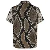 Chemises décontractées pour hommes Chemise d'été en peau de serpent Python Faux imprimé animal réticulé Homme Cool Blouses à manches courtes