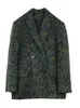 Damenanzüge Blazer TWOTWINSTYLE Grüner Leopard Grafik Weiblicher Blazer Kerb Langarm Temperament Colorblock Lose Mantel Winter 221119