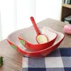 Ensembles de vaisselle 3 pièces ensemble bol en céramique en forme de fruit assiette de fraise cuillère créative enfants mangeant des accessoires de vaisselle de cuisine