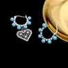 Dangle Earrings Luxury Shiny White Cubic Zirconia Round Circle Dangling Asymmetric Turquoise Heart Earring For Women Wedding Jewelry