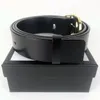 Men's women's Solid waistband leather Bronze large buckle Designer cowhide Belt Luxury Band Box