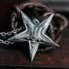 Vintage Mens Satanic Invertered Pentagram Skull Pendant Necklace For Men Punk Demon Chaos Star Baphomet smycken Halsband284k8142310