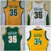 Retro 35 Durant Basketball Jersey 34 Allen Throwback Green Yellow Mens, сшитые баскетбольными майками, дышащие