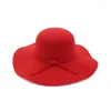 Bérets Vintage élégant dame femmes fille mode large bord disquette feutre chapeau fête laine chapeau melon Cloche Sombrero haut HF101