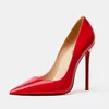 Tasarımcı Yüksek Topuk Ayakkabı Smed Toe Kadın Pompalar Kırmızı Parlak Dipler 8cm 10m 12cm İnce Topuk Seksi Sığ Siyah Siyah Gerçek Deri Kadın Ayakkabıları Kutu