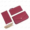 3 -stycken Set Card Holder Wallet Luxury Solid Color Purse Designer Chain Bag präglad korskroppsväska byte kuvertväskor