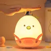 야간 조명 귀여운 동물 LED 조명 터치 스위치 USB 충전식 실리콘 램프가 아기 침실 루미나를위한 타이밍 기능을 갖춘 실리콘 램프