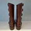 Botas de vaquero de lujo de diseñador Miu para mujer Botas altas Zapatos Estilo Y2k Botas de cuero marrón Botas de vaquera Punta redonda Tacón grueso Botas Martin Versión general