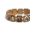 Bijoux catholiques en bois naturel, Bracelet chapelet de foi chrétienne, jésus, bijoux religieux 2657