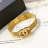 Hochwertige Charm-Armbänder aus 100 % Edelstahl für Herren und Damen. Designer-Armband mit extravagantem Marken-Doppelbuchstaben, vergoldet, Fashi3497