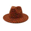 Boinas Sombrero moda unissex lã plana lã feltro jazz fedora hats homens mulheres leopard grão trilby panamá formal hf138