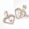 Boucles d'oreilles pendantes S2260 Fashion Jewelry Love Heart Women's Sweet Colorful Rhinstone