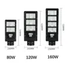 LED 태양 광도 램프 라이트 PIR 센서 80W 120W 160W 방수 IP65 벽 야외 정원 조경 보안 248m