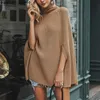 Mulheres malhas camisetas mulheres camisola manga longa quente malha pullovers solto gola alta 2021 outono e inverno outwear capas ponchos pullovers c1980 t221012