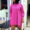 Ubranie etniczne kobiety luźne koszula sukienka długie rękawy guziki swobodny moda kobieta plus size afrykańska wiosna elegancka elegancka biuro panie z klasą