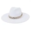 Berets Brim Fedora Hat Men Women Imitation Woolen Felt Hats Simple British Style Super Big Panama With Wedding Caps