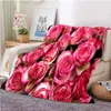 Filtar röda rosor flanell kast filt valentins dag romantisk blomma för säng soffa soffa super mjuk lätt kung i full storlek