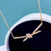 Knotted rope and Knot Pendant Fashion simulation diamond necklace ed hemp clavicle chain women039s commuting style289n2604671