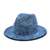 Berets Rhinestone Fedora Hat Women Party Stage Handmade Point Drill Male British Retro Outdoor Sunshade Jazz Performance