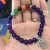 Beaded Handmade 7 Chakra Tree Of Life Pendant Bracelet Pink Crystal Green Aventurine Amethyst Bracelet Women Accessories