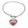 High Quality Rhodium Plated With Sparkling Crystals CHEER MOM Love Heart Shape Charm Link Chain Bracelet2883