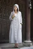 Women's Trench Coats Women Traditional Chinese Clothing Hooded Long Buddhist Robes Cotton Linen Coat Blue Red Black Novelty Outwear