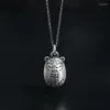 Chaînes S925 Collier en argent sterling Tête de tigre cylindrique creux rétro style chinois pendentif bijoux accessoires