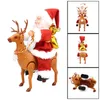 Christmas Decorations 2022 Ornaments Santa Claus Doll Toy Electric Riding A Deer Music Box Home Supplies