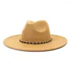 Berety łańcuchowe czapki dla kobiet luksus 9.5 cm duży brzeg słońca ochrona Panama Cap Lady Wedding Party Fedora Men Gentleman Hat