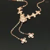 Chaînes 585 Collier en or violet Collier de luxe Fleur Gland 14K Rose Pendentif Romantique Sweet Engagement Party Bijoux