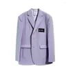 Costumes pour femmes Marque Violet Simple Double Boutonnage Blazers Occasionnels Veste Femmes Surdimensionné Robe Longue Automne Vêtements D'extérieur Dames Blazer Manteau