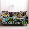 Stoelhoezen Hip Hop Graffiti Sofa Cover Stretch All Inclusive Furniture Protector Living Room Wasbare hoek bankkussen Home Decor