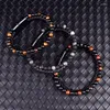 Strand Fine Stainless Steel Jewelry Multi-Layered Men's Black Leather Beaded Bracelet High Quality Magnet Clasp Christmas Gift