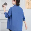 Women's Blouses #3420 Blue Denim Shirts Women Turn-down Collar Casual Jeans Shirt Long Sleeved Loose Outerwear Mid-length