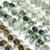 Wholesale Bulk Jewelry Gem Stone Rings For Women Men Mix Tiger Eye Stone Moss Agate Rose Quartz Aventurine Carnelian