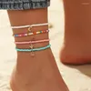 Anklets 4 Pcs Foot Chain Anklet Fashion Lock Pendant Charm Jewelry For Women Kids Accessories Hawaii Holiday Party