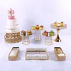 Bakeware Tools Arrive 9pcs Gold Mirror Cupcake Stand Crystal Metal Creative Home Large Fruit Plate Basket Set Cake Tool