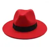 Berets 2022 High-end Fashion Men Women Fedora Hat With Black Cloth Belt Adult Panama Wool Trilby Size 56-58CM