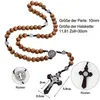 Wood Beaded Rosary Necklaces Catholic Ordination First Holy Christmas Communion Gifts Christening Gifts