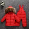 Babieskläder Set Baby's Wear Children's Down Jacket Kidys Coat Baby Ski Suit Warm Thick Hooded Loose Boat Småbarn Ytterkläder