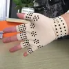 Elastisk kompression fingerfria handskar Magnetiska anti-arres Gummi Anti-halk Halva Figerhandskar Relief Heal Handfogar sm￤rta