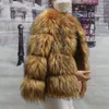 Cappotto da donna in pelliccia sintetica Cappotto invernale da donna Corto caldo e spesso in pelle di procione Marrone di alta qualità Taglie forti Falso 221119