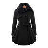 Women's Trench Coats Women's Winter Slim Long Wool Sherpa Coat Double Breasted Padded Cashmere Women Sleeve Dress 5XL England Style